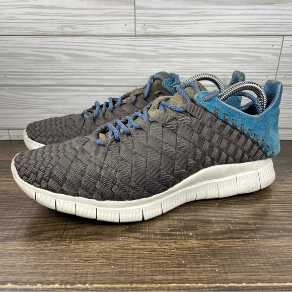 Nike Free Inneva Woven Newsprint Men’s Gray‎ Blue Shoes - Men’s Size 9.5 - Picture 1 of 11